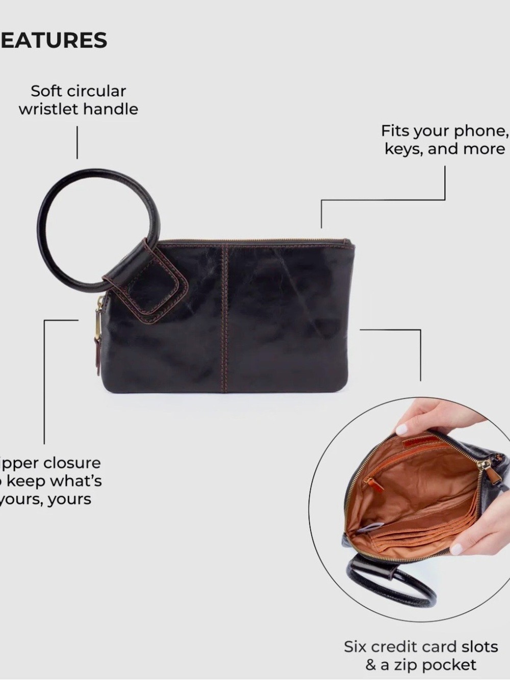 Hobo Sable Wristlet ~ Brand new with no tags - Picture 4 of 5